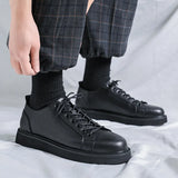 Breakj Men's Shoes Spring Tide Shoes 2023 New British Ins Small Leather Shoes Increased Work-Wear Board Shoes