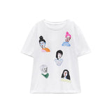 Summer Fashion Girls Embroidery T-shirt Women O-Neck Short Sleeve Tees Female Casual