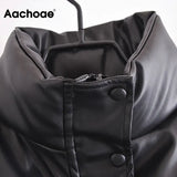 Women Autumn Winter Warm PU Faux Leather Coat Button Up Solid Vest With Belt Female Chic Casual Waistcoat With