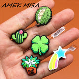 Sale Original Shoe Decoration Cute Cactus Clover Meteor Durian PVC Shoe Charms Accessories for Croc Buckle Jibz Kids