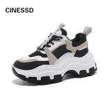 Sneakers Women's Lace Fashion Breathable Platform Thick Bottom Female Casual Black White Shoes Up Vulcanized Drop