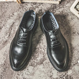 Breakj Men's Shoes Spring New Low Top Leather Pointed Men's Business Leather Shoes Men's British Leather Shoes