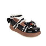 Japanese Sweet Lolita Hollow Heart Maid Cosplay Platform Mary Jane Flat Shoes Cute Bow Lace Round Toe Princess School