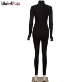 skinny fitness women active wear pink jumpsuits turtleneck sporty long sleeve casual overalls workout streetwear