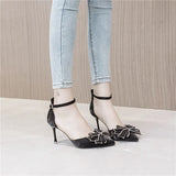 Elegant Dress Bridesmaid Sandals Fairy Wind Button-On Heels Hollow