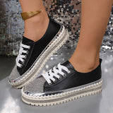 Breakj Women's Shoes Thick Soles Height Water Drill Niche Design Lace Single Shoes In Fashion Lefu