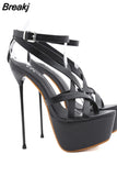 2023Summer Women Sandals Pumps Party Shoes Platform Sexy Elegant Stiletto Open Toe Super High Heel Stripper Shoes