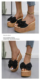 Women Slippers Fashion Pee Toe Summer Shoes Butterfly-knot High Heels Women Slides Platform Wedges Ladies Women Shoes