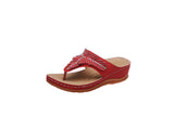 Breakj New Slippers Women's Fashion Rhinestone Wedge Sandals Large Size Sole Foot Flip Slippers