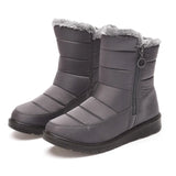 Women Boots Waterproof Plush Snow Boots Zipper Mid-Calf Boot Shoes Woman Leisure Flat with Botas De