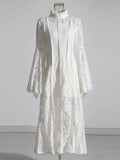 2025 Summer New Collar Horn Sleeve Lace To Receive Waist Long Dress Dress
