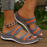 Women 2024 New Summer Shoes Women Elegant Low Heels Sandals Summer Slippers Zapatos Mujer Wedge Heeled Sandals