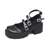 Janes Women's Patent Leather Pumps Ladies Lolita Shoes Woman Waterproof Platform Cosplay High Heels Female Vintage