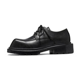 Breakj 2023 Spring New Leather Shoes Men's British Style Versatile Black Round Head Square Head Big Head Overalls Leather Shoes
