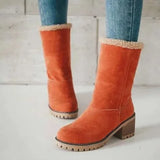 Women Boots Winter Outdoor Keep Warm Fur Boots Waterproof Women's Snow Boots Thick Heel With Round Head Short Boot