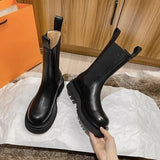Breakj New 2024 Autumn And Winter Platform Chelsea Boots Increase The Martin Boots Chimney Women's Boots, British Style Short Boots