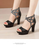 Open Toe Rhinestone Platform Shoes Ladies 2022 Summer Elegant Office Party High Heels Gladiator Sandals Plus Size