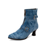 Breakj Buckle Medium Heel Fashion Women's Boots Plus Size Ankle Boots