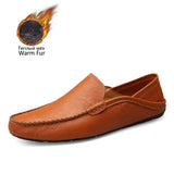 Fashion Leather Men Shoes Casual Breathable Loafers Men Genuine Leather Moccasins Flat Men Shoes Waterproof