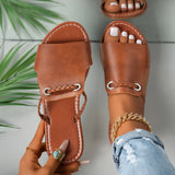 Breakj 2025 Summer New Slippers Women Solid Color Weaving Simple Daily Beach