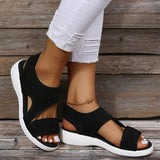 2022 Summer Women Shoe Peep Toe Breathable Mesh Shoes Casual Sandals Ladies Solid Color Wedge Shoes Sexy Plus Size