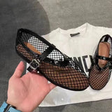 Breakj 2025 Fish Grid Hollow Net Sandals Women Flat Bottom With Mary Treasure