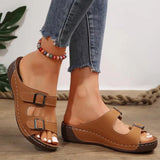 Breakj New Platform Slippers Women's Shoes Large Size Recreational Platform One-Line Buckle Casual Slippers Summer Beach