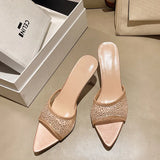 Breakj Pointed High With A Word Slippers Women's Net Yarn Water Toe Fish Mouth Fashion Cold