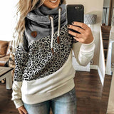 Hooded Sweatshirt Gradient Printed Long Sleeve Turtleneck Hoodies Female Leopard Print Warm Pocket Pullovers