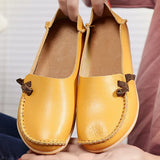 Leather Shoes Flat Bottom Ladies Casual Mom Shoes Soft Loafers Women's Shallow Summer Comfort Flats Nursing Shoes