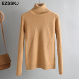 thick Knitted Women high neck Sweater Pullovers Turtleneck Autumn Winter Basic Women Sweaters Slim khaki jacket