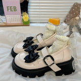 Lolita shoes sweet bow thick heel platform shoes elegant Mary Jane Japanese JK uniform high heels college girls women's