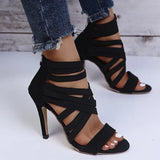 Breakj High-Heeled Hollow Sandals 2023 Summer Fashion Velvet Fine