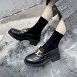Platform Flat Oxford Shoes Black Lace Up Leather Casual Round Toe Spring Autumn Shoes Heighten Waterproof Shoes Plus