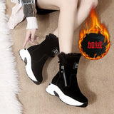 Ankle Boots Winter 2021 Platform Boots Side Zipper Snow Boots Women Increase Shoes Women Warm Plush Booties Botas