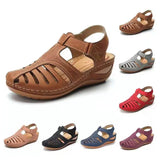 Women's Sandals Large Size Hollowed-Out Slope Heels Round Head Non-Skid Women's