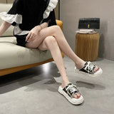 sandals women 2022 new trend design slippers women fashion summer platform women sandals outdoor canvas beach shoe women's