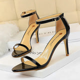 Breakj Fashion Ultra High Heel Patent Leather Open Toe With Sandals Summer Sexy Nightclub Women High