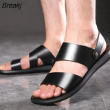 Dress Men Sandals Leather New 2023 Fashion Vintage Men Shoes High Quality Soft Comfort Casual Flats Beach Male