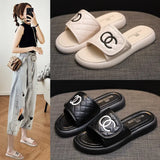Breakj Celebrity Small Fragrant Wind Slippers Female Wear 2023 Summer New Versatile Flat Beach Sandals Out Leisure