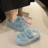 Breakj Thick-Bottomed Fur Slippers Wearing Autumn New Fashion Slope And Loose Cake Bottom-Size Cotton