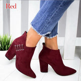 Chain Women's Boots Leather Heels Back Zipper Woman Boots Pointed High Heels Shoes For Women 2021 Ankle Boots