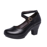 New 2022 Fashion Women Pumps With High Heels For Ladies Work Shoes Dancing Platform Pumps Women Genuine Leather Shoes Mary