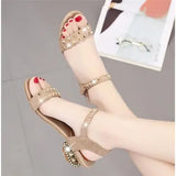 Summer New Style Rhinestone Rivet Suede Sandals Large Size Female Korean Version of The Thick-soled Wild Fashion
