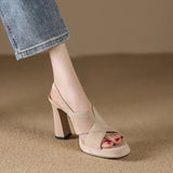 Breakj Ladies Sandals 2025 Summer New Temperament Thick-Soled Waterproof Table Behind The Black Word With High Heels Women's