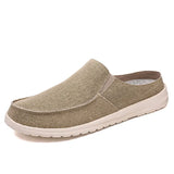 o'clock Canvas Men's Mules Super Light Casual Half Shoes for Men Non-Leather Male Canvas Flats Half Slipper Plus Size