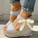 2020 Fashion INS Hot Lace Leisure Women Wedges Heeled Women Shoes Summer Sandals Party Platform High Heels Shoes