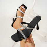 Breakj Summer New Coarse And Word Diamond Slippers Womens Heels