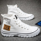 Canvas Shoes High Top Flat Shoes for Men Black White Sneakers Non-slip Shoes Canvas Sneakers Sneakers for Men Casual