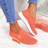 Crystal Solid Mesh Sneakers Summer Casual Breathable Flat Sport Shoes Ladies Plus Size Fashion Velcro Vulcanized